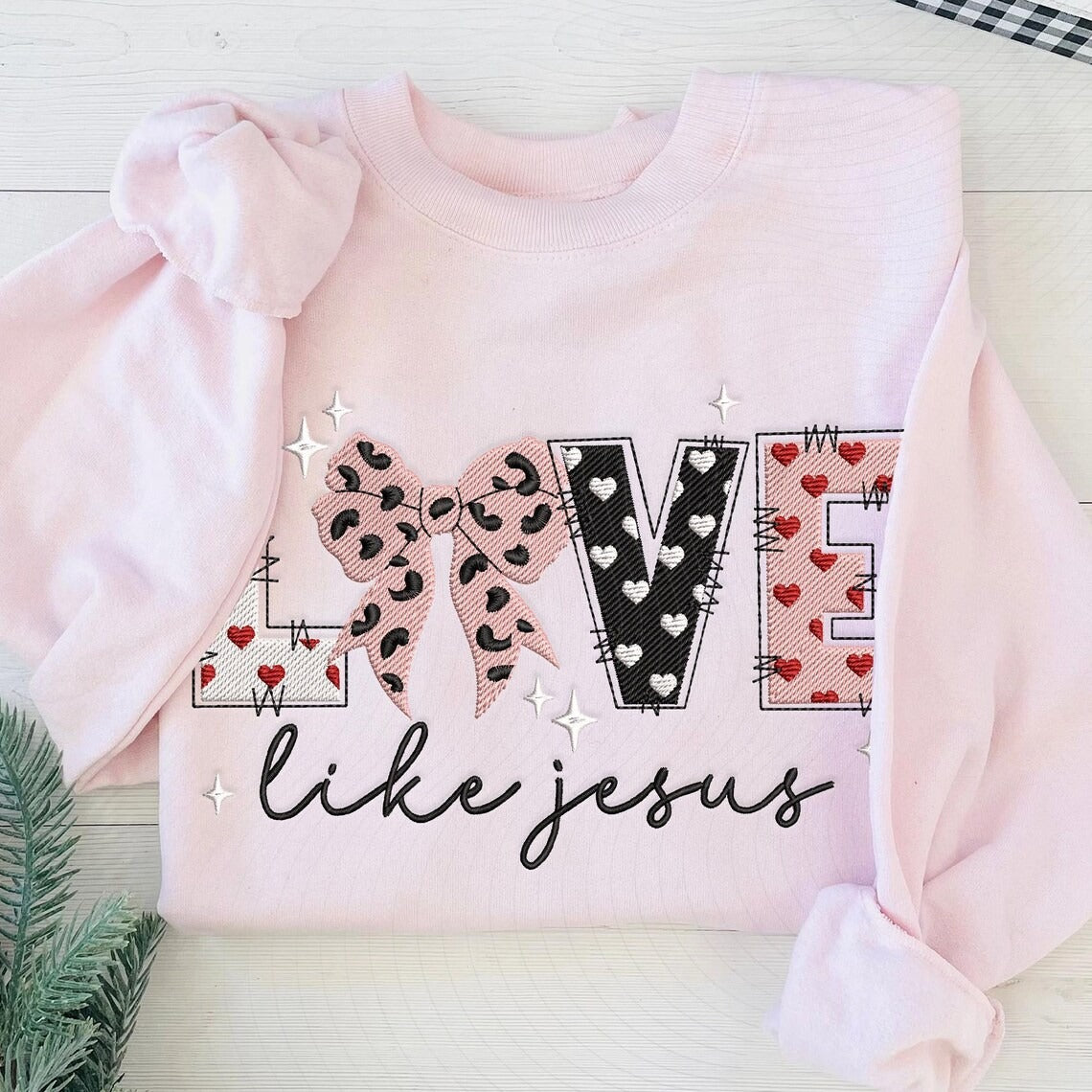 Embroidered Love Like Jesus Sweatshirt, Jesus Embroidered Sweatshirt, Bible Verse Sweatshirt, GEMB03